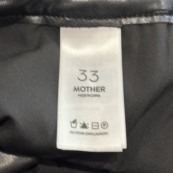 New Mother Denim Jeans Twistie Tie Bounce Hover Faux Leather Pants Size 33 - Picture 14 of 16